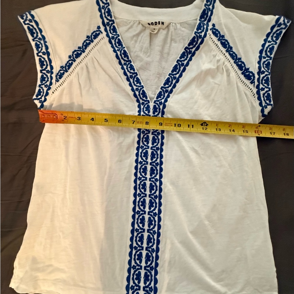 Boden  Hazel Cotton Embroidered Top
White and blue - Picture 9 of 11